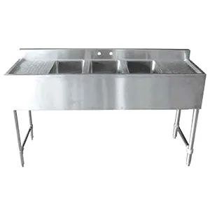 62" STANDARD BAR SINKS - 3 BOWLS LEFT & RIGHT DRAINBOARDS