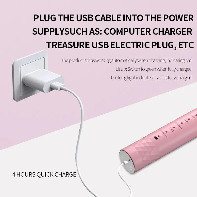 Adult Blue Pink Sonic Electric Toothbrush Adult 5-gear Mode Usb Charging Ipx7 Waterproof Sonic Electric Toothbrush