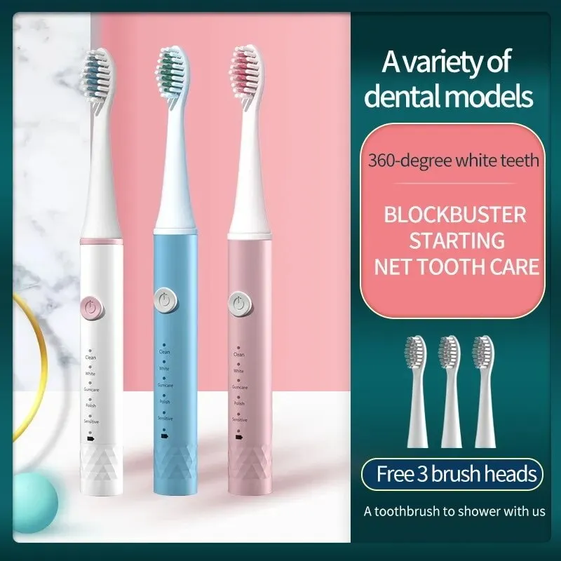 Adult Blue Pink Sonic Electric Toothbrush Adult 5-gear Mode Usb Charging Ipx7 Waterproof Sonic Electric Toothbrush