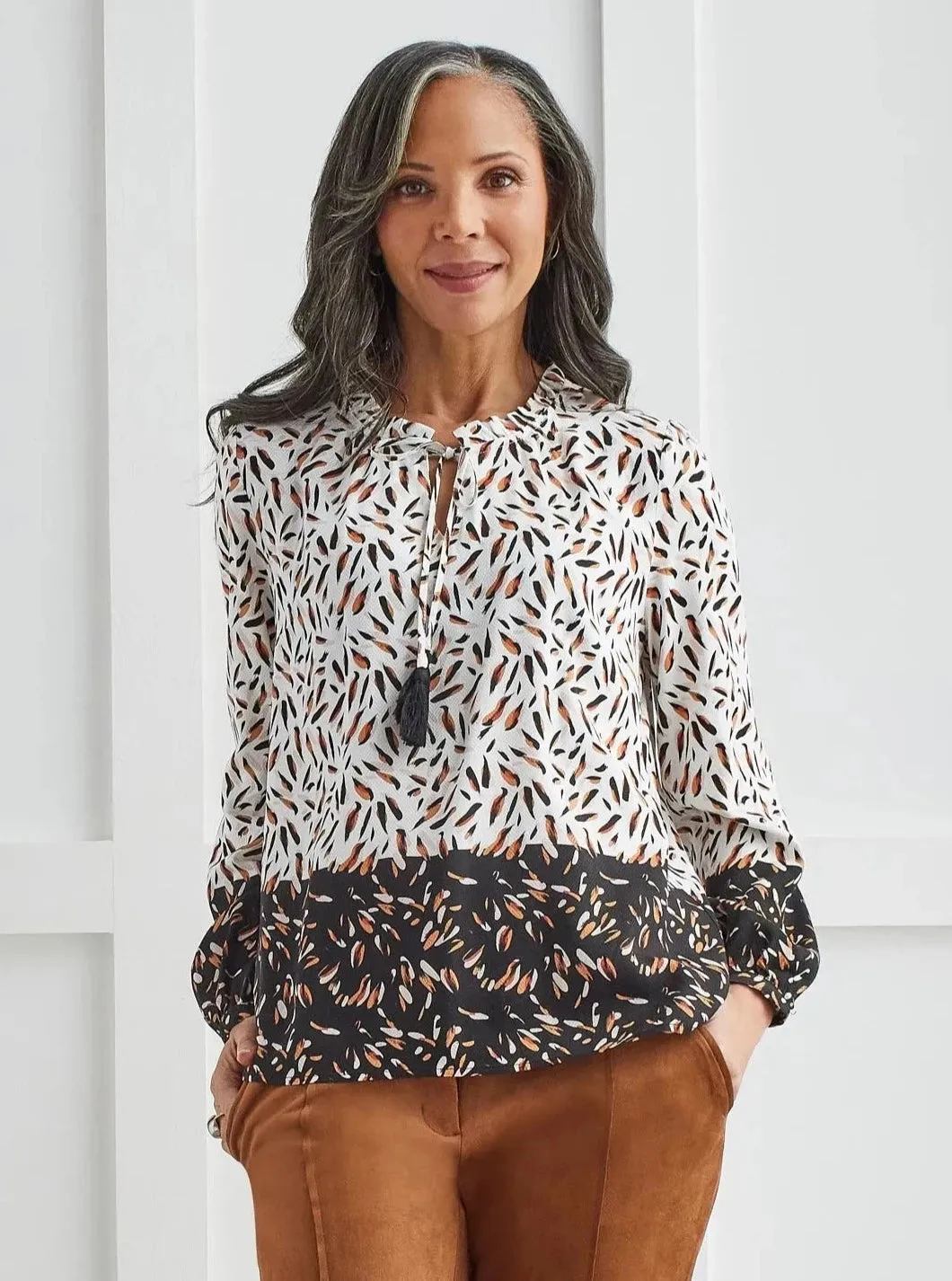 Blouse W Tassels [Baked Clay-1511O]