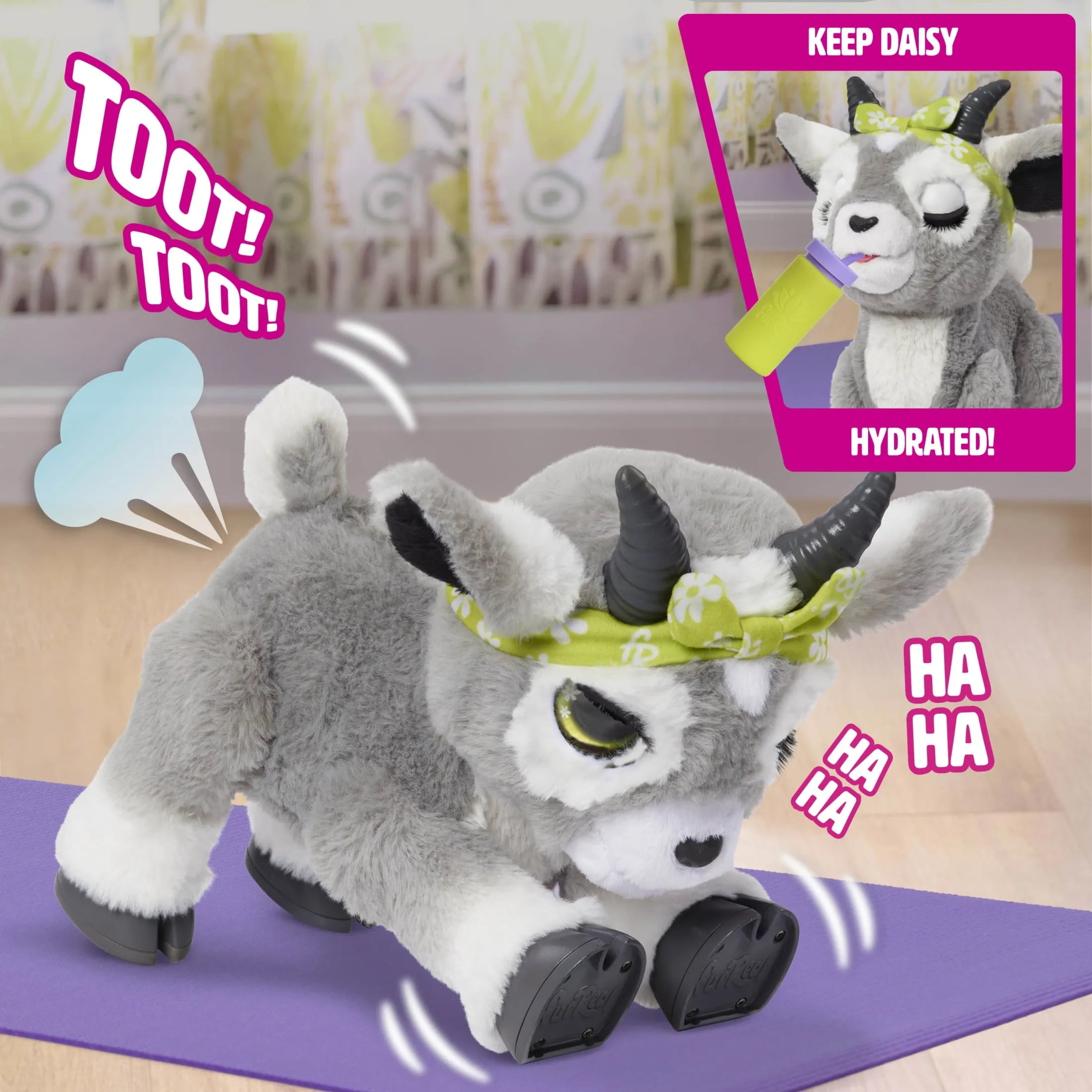furReal Daisy the Yoga Goat Interactive Toy, 11-inch Realistic Plush Kids Toys for Ages