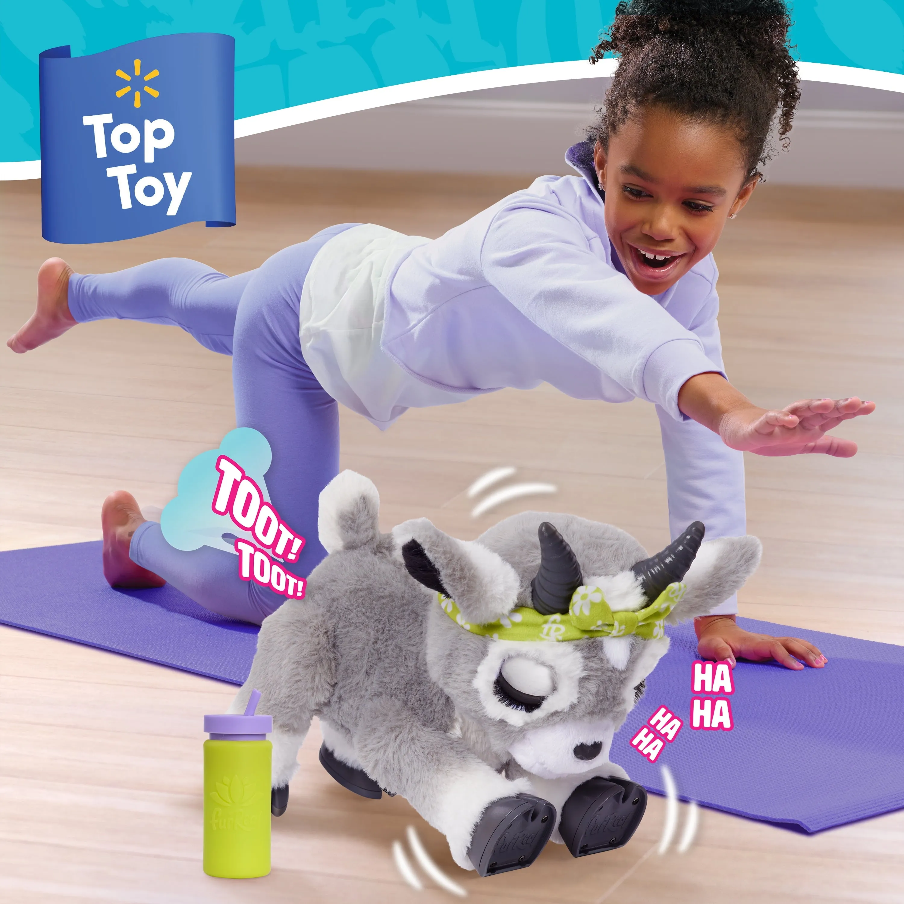 furReal Daisy the Yoga Goat Interactive Toy, 11-inch Realistic Plush Kids Toys for Ages