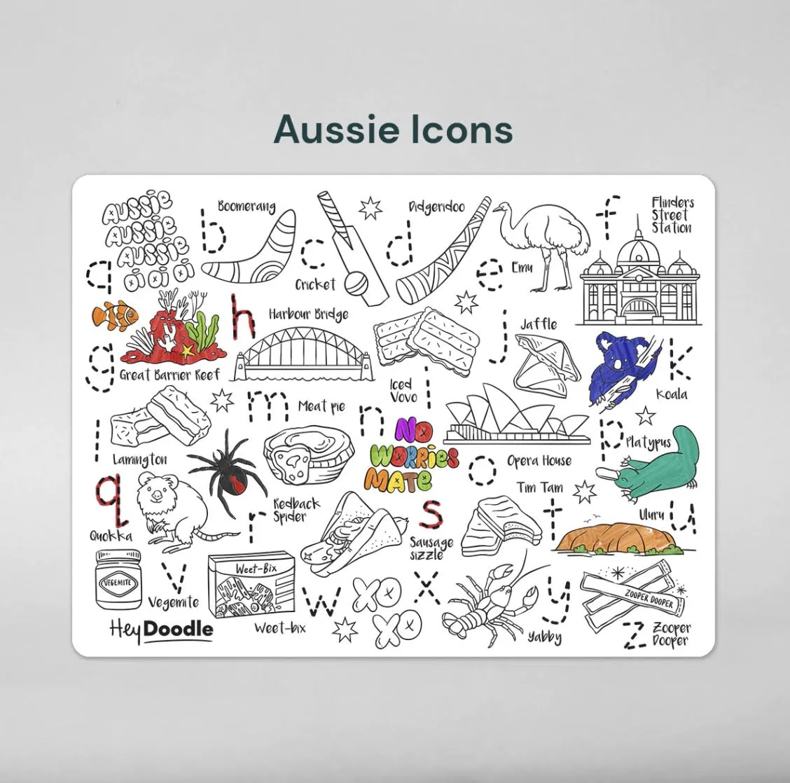 Hey Doodle - 'Aussie Icons' ABC Colouring & Doodle Mat