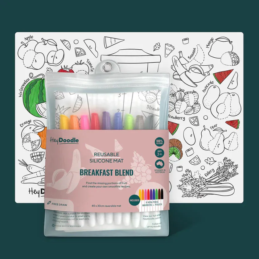 Hey Doodle - 'Breakfast Blend' Free Draw Colouring & Doodle Mat