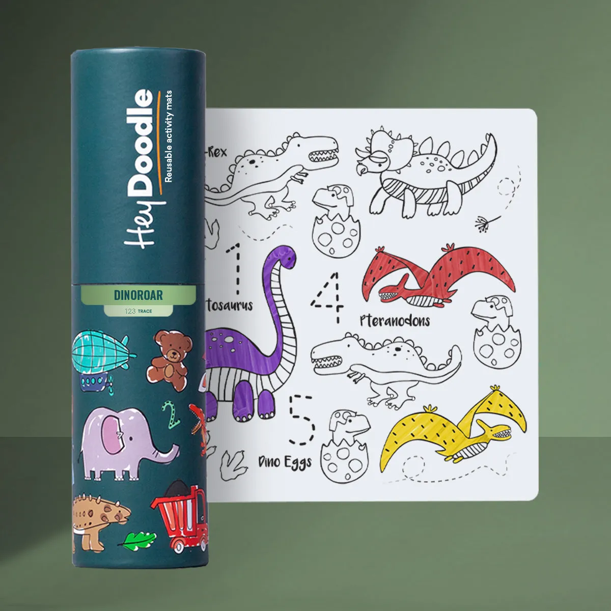 Hey Doodle - 'DinoRoar' MINI Colouring & Doodle Mat