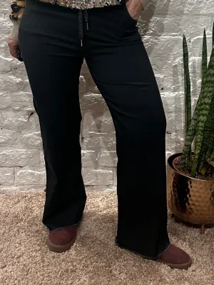 Made in Italy Raw Edge Stretch Black Magic Jeans Wide Leg With Pockets Size 1