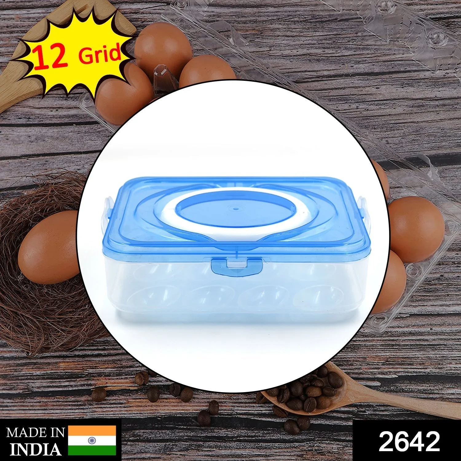 Plastic Kitchen Refrigerator Egg Storage 12 Grid 1 Layer Egg Container